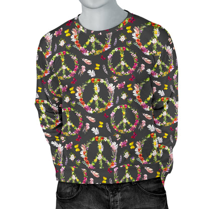 Peace Sign flowers Design Print Men Long Sleeve Sweatshirt