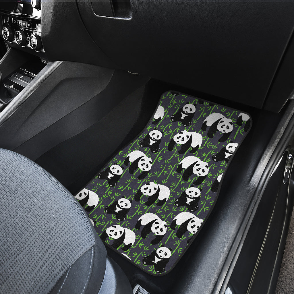 Panda Bear Bamboo Themed Print Car Floor Mats Front Back