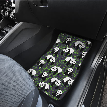 Panda Bear Bamboo Themed Print Car Floor Mats Front Back