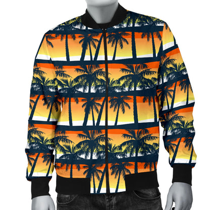 Palm Tree Sunset Design Print Men Bomber Jacket