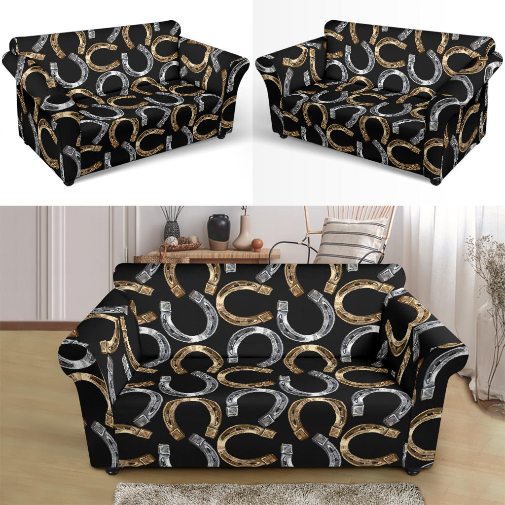 Horseshoe Print Design LKS305 Loveseat Couch Slipcover