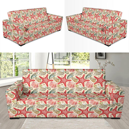 Seashell Beach Print Design LKS303 Sofa Slipcover