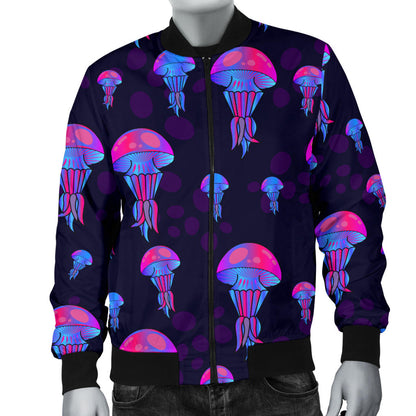 Jellyfish Neon Print Men Bomber Jacket