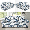 Blue Whale Pattern Print Design 03 Sofa Slipcover