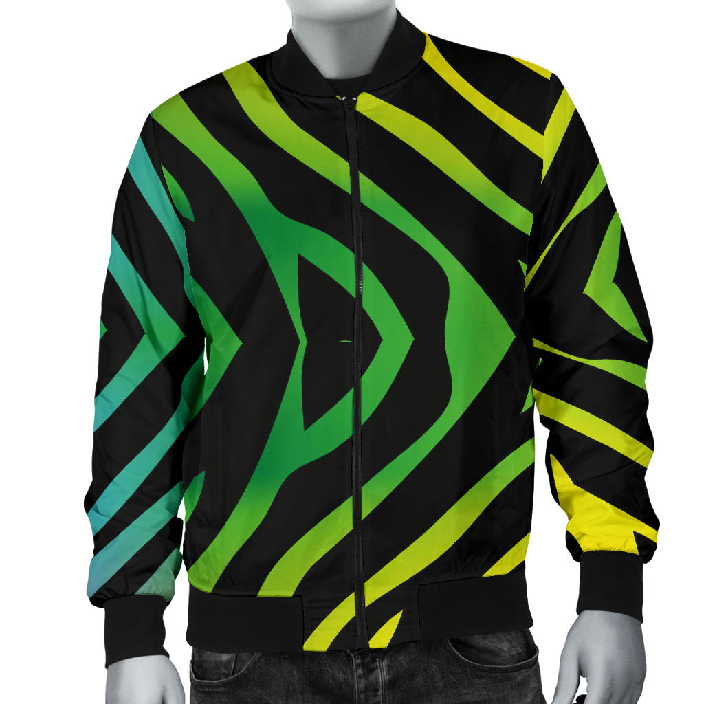 Rainbow Zebra Themed Print Men Bomber Jacket