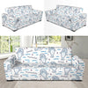 Manatee Baby Pattern Print Design 03 Sofa Slipcover