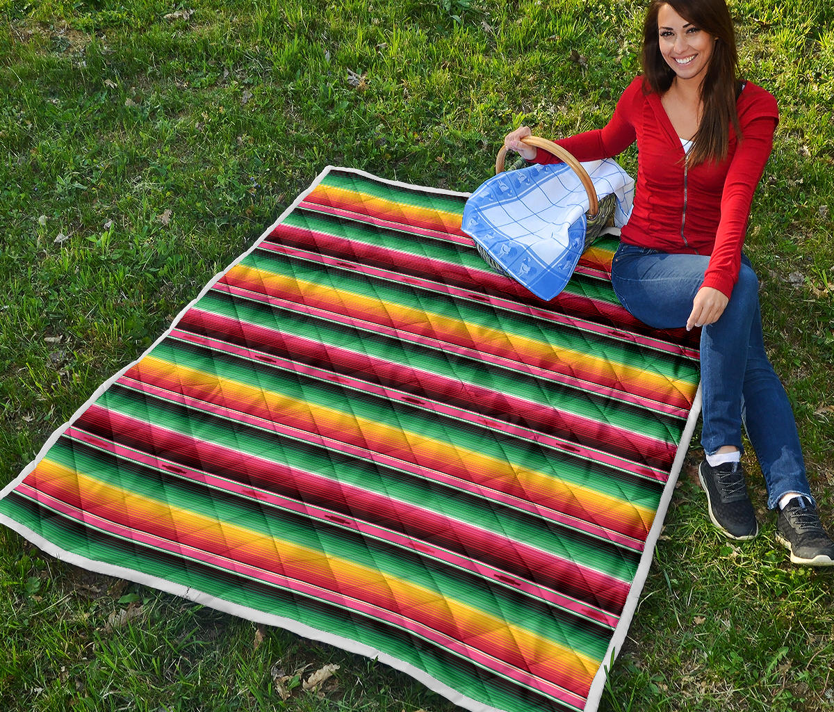 Mexican Blanket Classic Print Pattern Quilt Bedspread