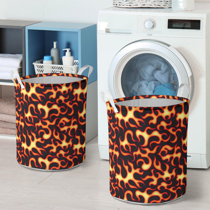 Flame Fire Themed Print Laundry Basket