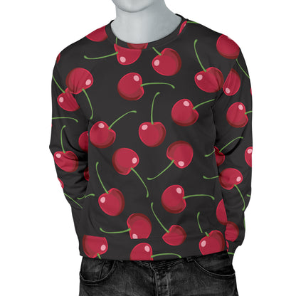 Cherry Black Background Men Long Sleeve Sweatshirt