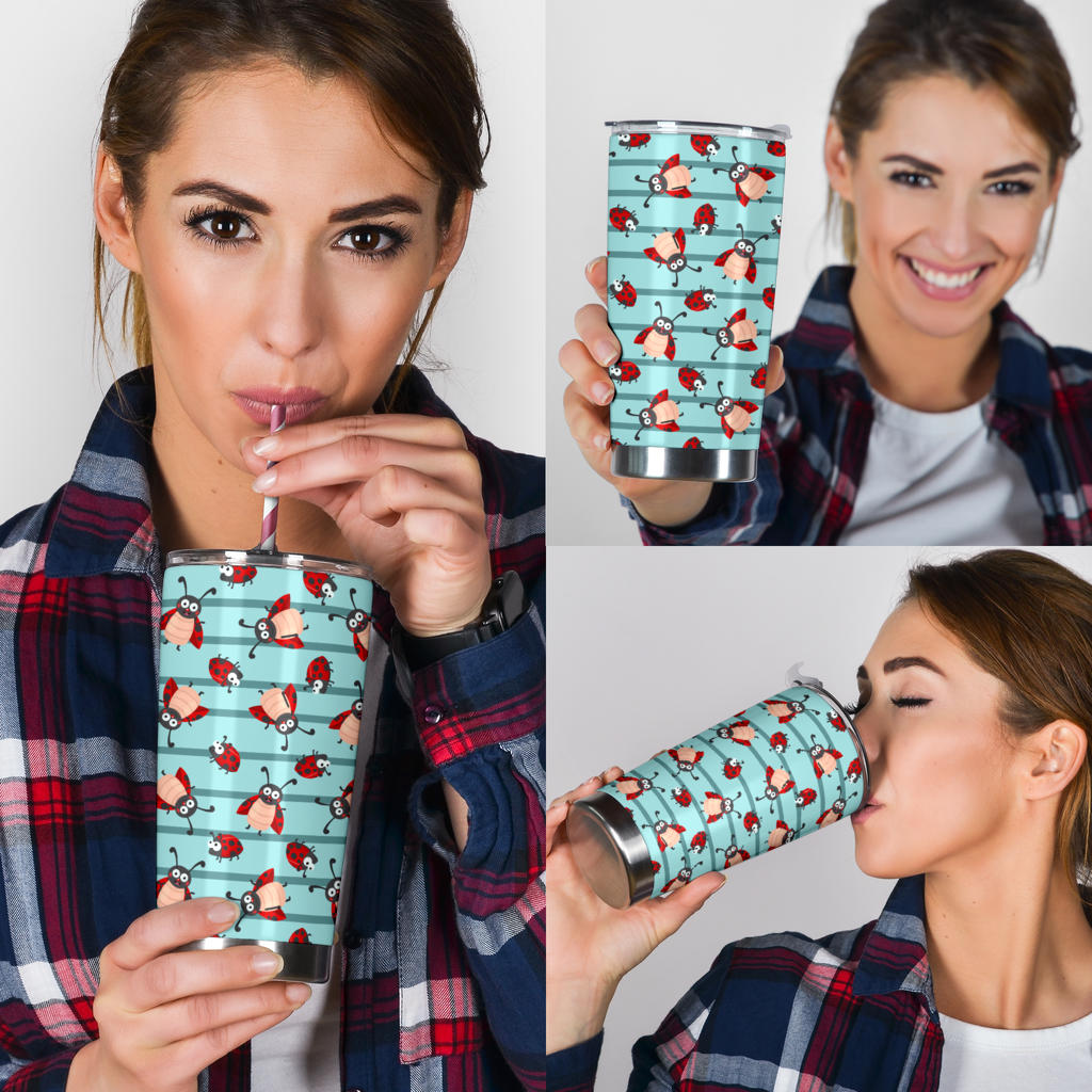 Ladybug Happy Print Pattern Tumbler