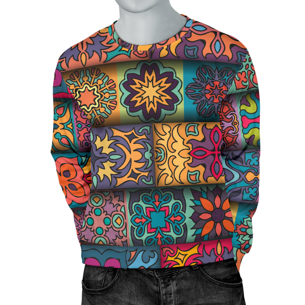 Mandala Style Design Print Men Long Sleeve Sweatshirt