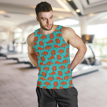 Octopus Cartoon Design Print Themed Men Tank Top