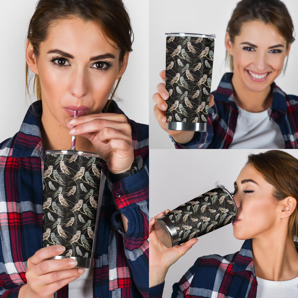 Owl Branch Themed Design Print Tumbler