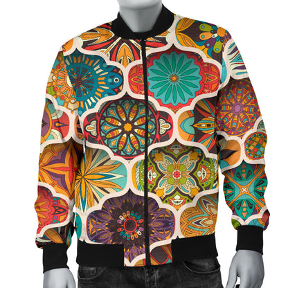Mandala Mosaic Themed Design Print Men Bomber Jacket