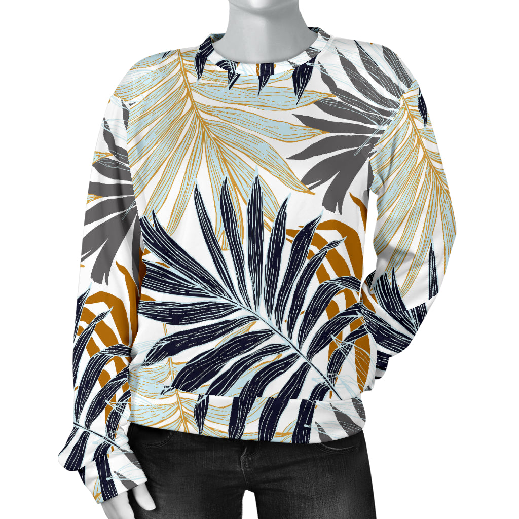 Colorful Tropical Palm Leaves Women Long Sleeve Sweatshirt