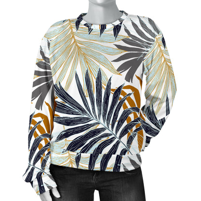 Colorful Tropical Palm Leaves Women Long Sleeve Sweatshirt