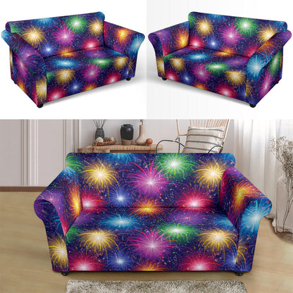 Firework Colorful Print Design LKS301 Loveseat Couch Slipcover