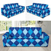 Argyle Blue Pattern Print Design 02 Sofa Slipcover