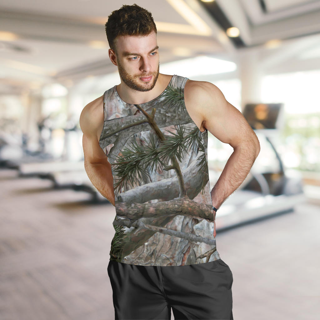 Camo Realistic Tree Forest Pattern Men Tank Top
