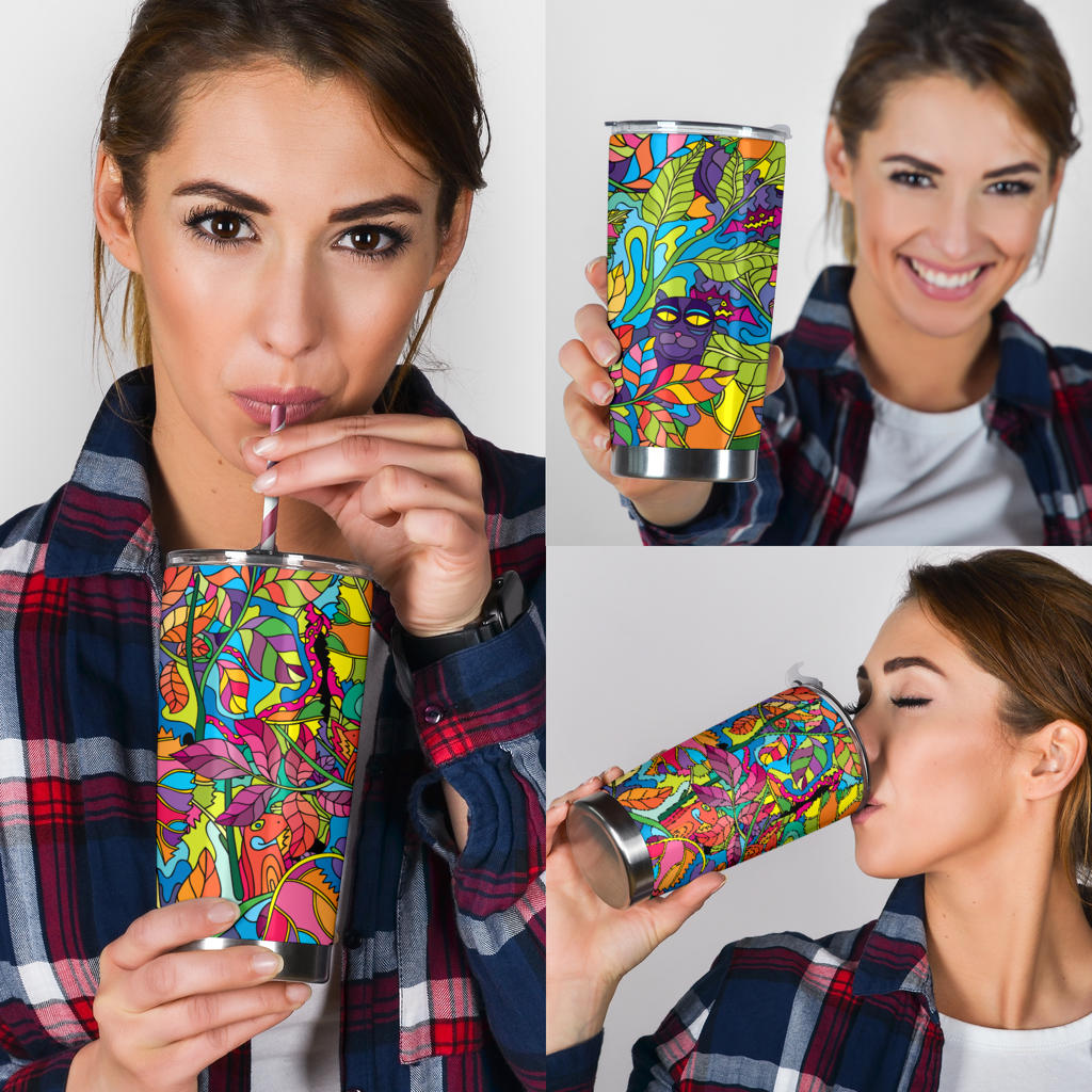 Psychedelic Trippy Flower Print Tumbler