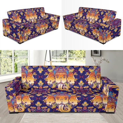 Ganesha Pattern Print Design 01 Sofa Slipcover