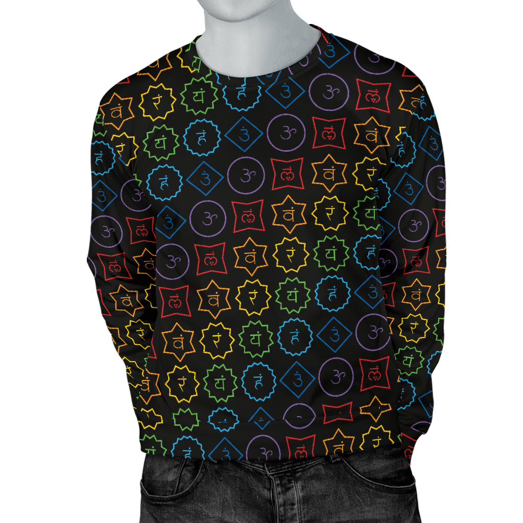 Chakra Colorful Symbol Pattern Men Long Sleeve Sweatshirt