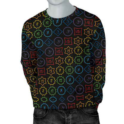 Chakra Colorful Symbol Pattern Men Long Sleeve Sweatshirt