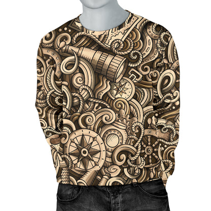 Nautical Tattoo Design Themed Print Men Long Sleeve Sweatshirt