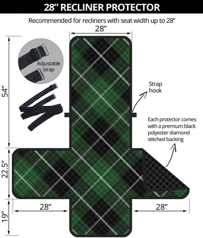 Plaid Green Pattern Print Design A05 Recliner Cover Protector