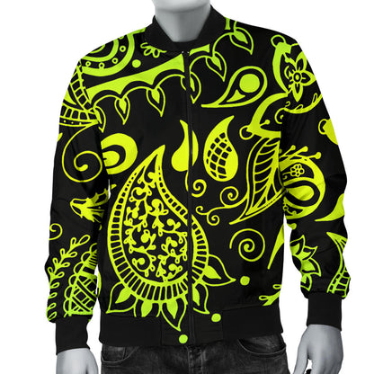 Paisley Green Design Print Men Bomber Jacket