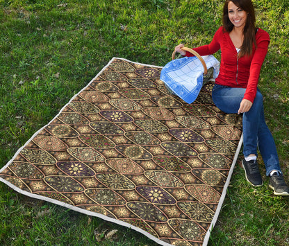 Mandala Motif Themed Design Print Quilt Bedspread