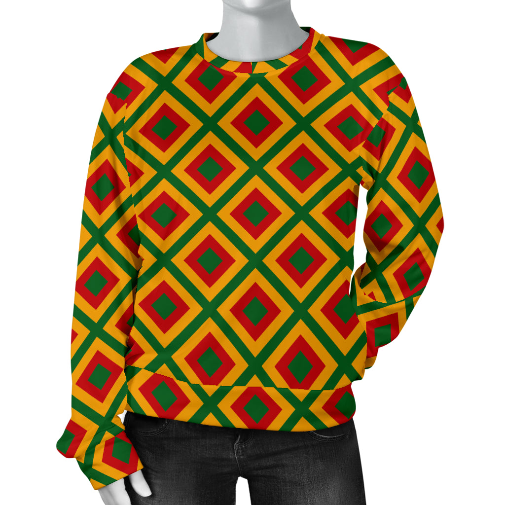 Rasta Reggae Color Cross Women Long Sleeve Sweatshirt
