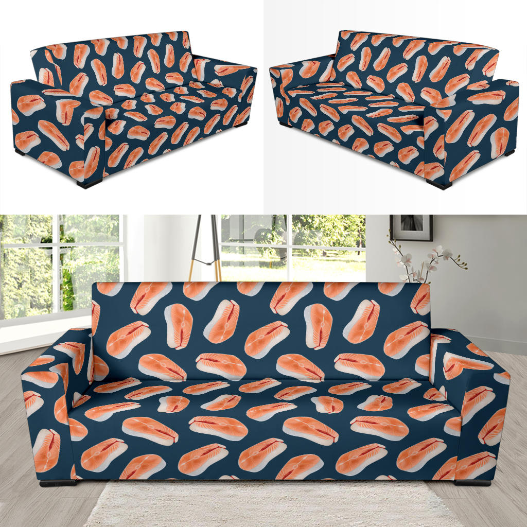 Salmon Steak Print Design LKS306 Sofa Slipcover