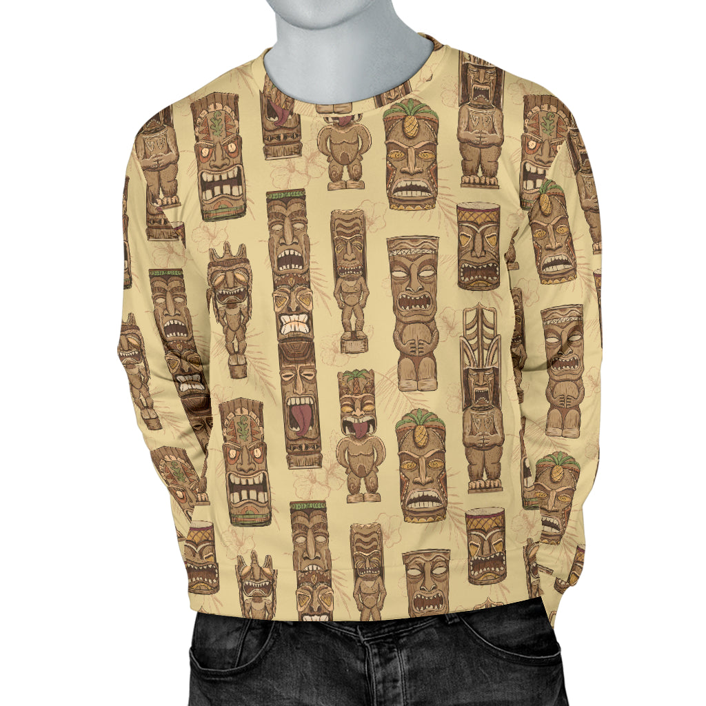 Totem Tiki Style Themed Design Men Long Sleeve Sweatshirt