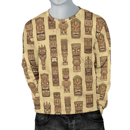 Totem Tiki Style Themed Design Men Long Sleeve Sweatshirt
