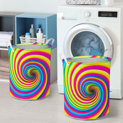 Vortex Twist Swirl Rainbow Design Laundry Basket