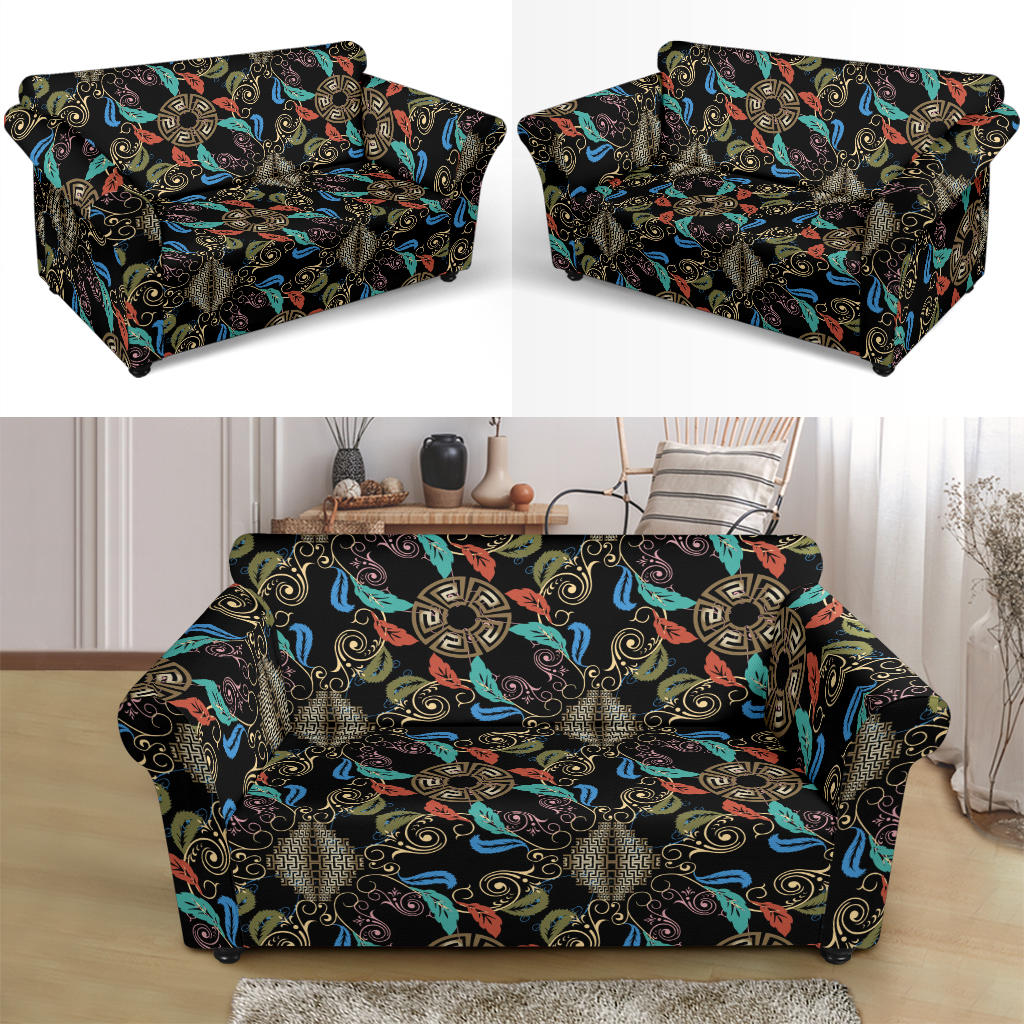 Ancient Greek Print Design LKS308 Loveseat Couch Slipcover