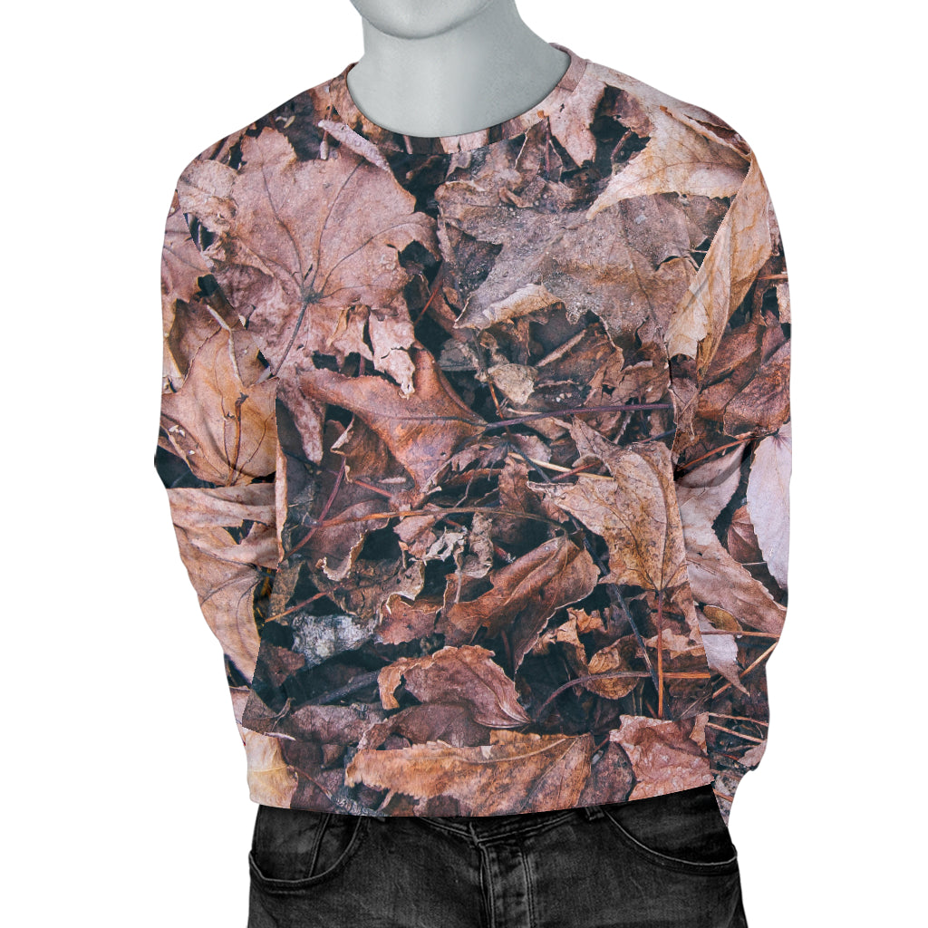 Camouflage Realistic Tree Leaf Print Men Long Sleeve Sweatshirt