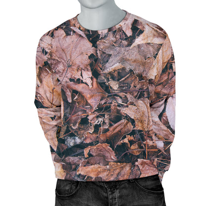 Camouflage Realistic Tree Leaf Print Men Long Sleeve Sweatshirt