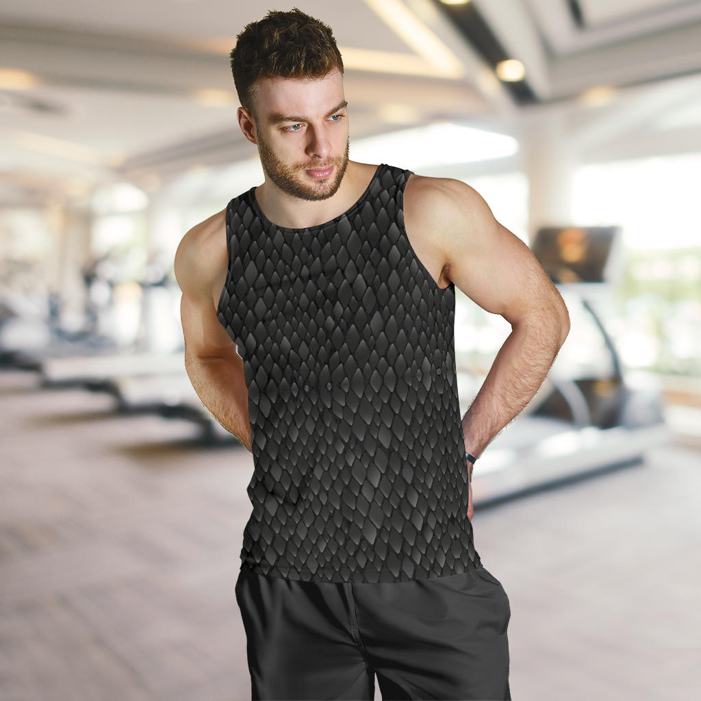 Snake Skin Black Print Men Tank Top