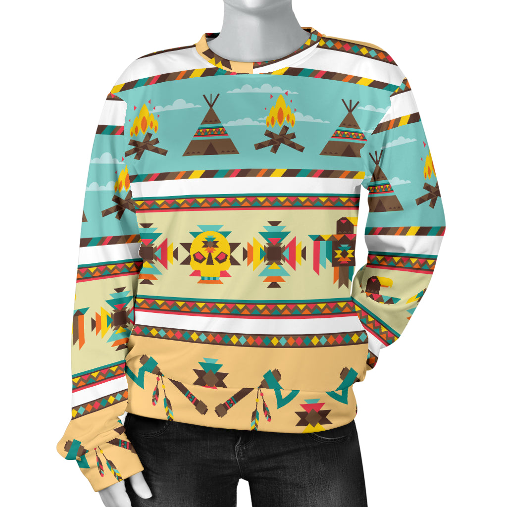 American indian Life Pattern Women Long Sleeve Sweatshirt