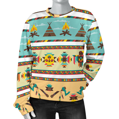 American indian Life Pattern Women Long Sleeve Sweatshirt