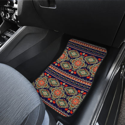 Ethnic Geometric Print Pattern Car Floor Mats Front Back