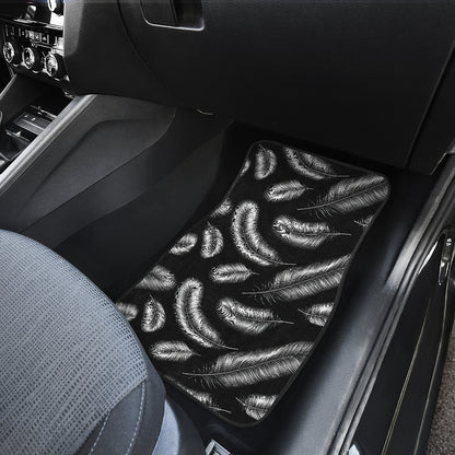 Feather Black White Design Print Car Floor Mats Front Back