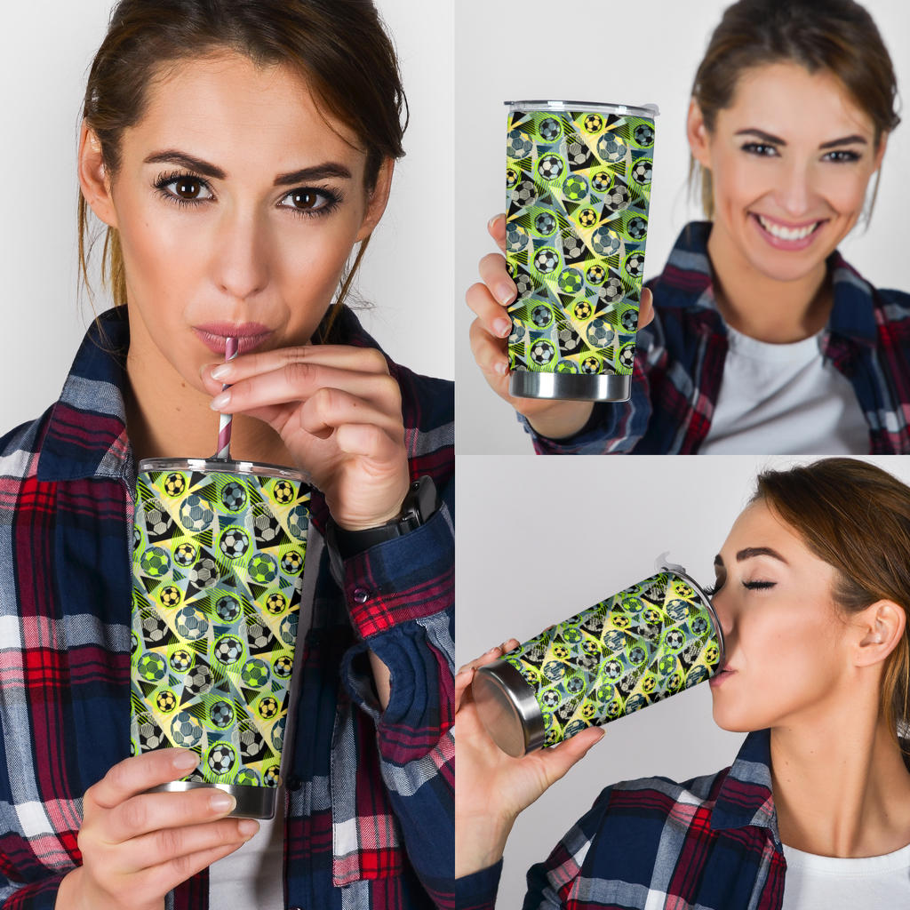 Soccer Ball Themed Print Pattern Tumbler