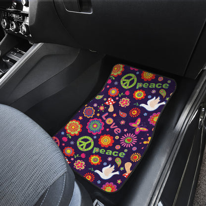 Flower Power Peace Design Print Car Floor Mats Front Back