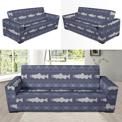 Salmon Fish Knit Style Print Design LKS304 Sofa Slipcover