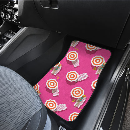 Beach Top View Umbrella Theme Car Floor Mats Front Back