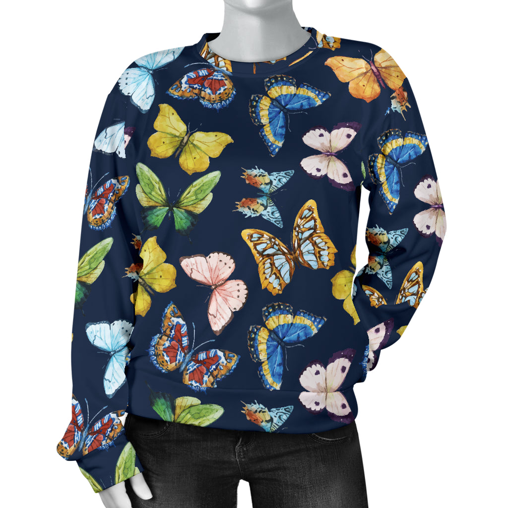 Butterfly Beautiful Print Pattern Women Long Sleeve Sweatshirt
