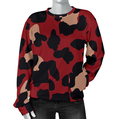 Cheetah Red Print Pattern Women Long Sleeve Sweatshirt